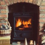 fireplace burning logs